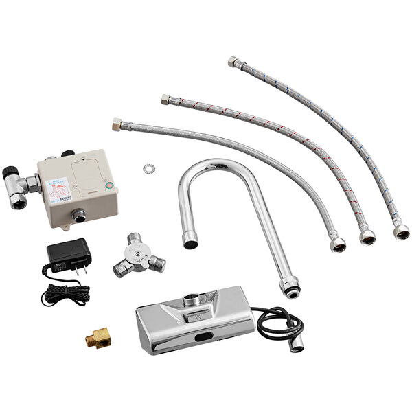 A Waterloo wall-mount hands-free sensor faucet with a gooseneck spout over a white background.