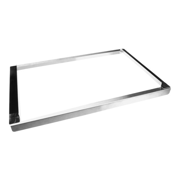 A rectangular metal frame for a Giles sifter with a white background.