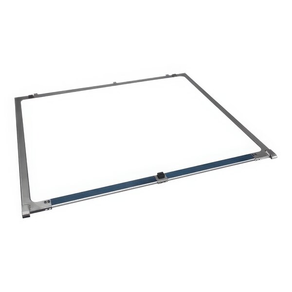 A white rectangular Alto-Shaam inner door glass assembly with metal corners and a blue strip.