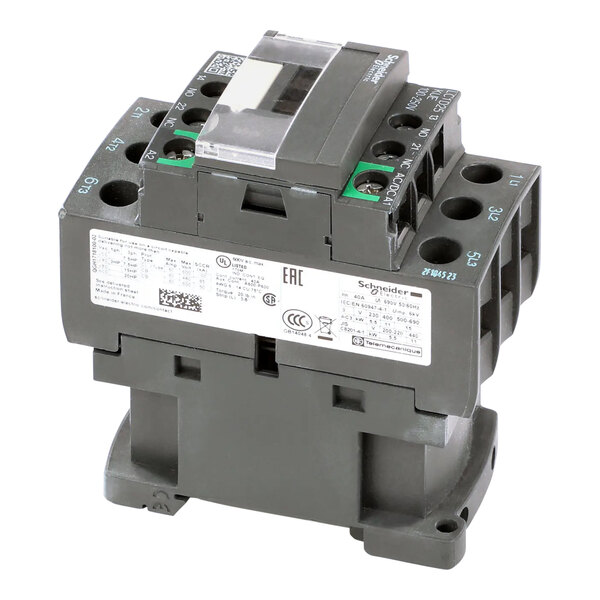 A Giles 21366 contactor, a grey electrical device with a white label.