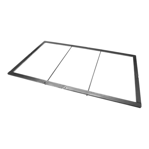 A black rectangular metal frame with white squares.