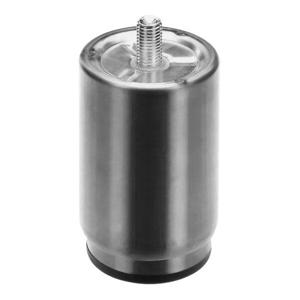 A silver metal cylinder with a screw on top.