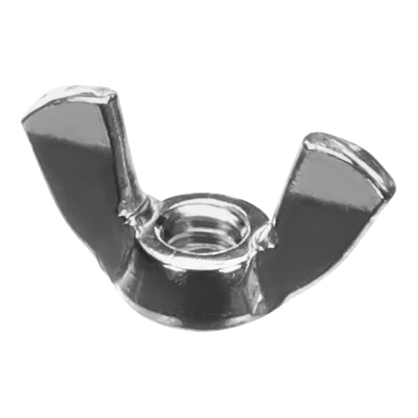A close-up of a stainless steel Giles 1/4-20 wing nut.