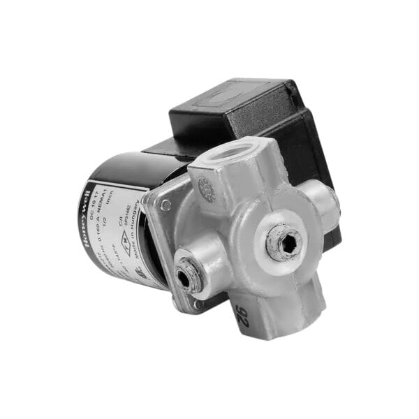 A close-up of an Anets gas shutoff valve with a black motor.