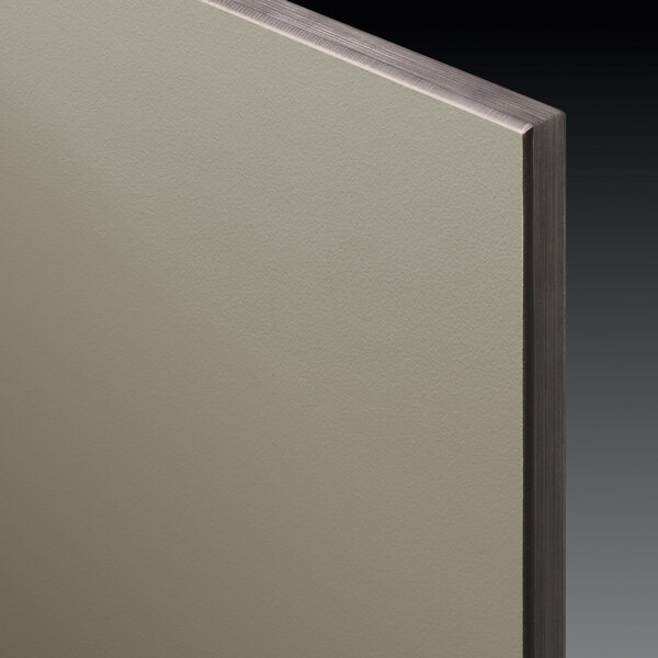 A close-up of a black core phenolic stall partition.