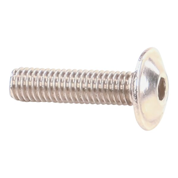 A close-up of a silver Alto-Shaam M5X0.8X20Mm screw with a flange.