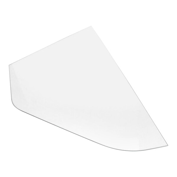 A clear plastic triangle-shaped glass end.