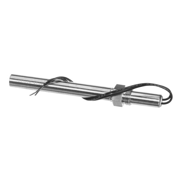 An Alto-Shaam smoke element with a black wire attached to a metal rod.