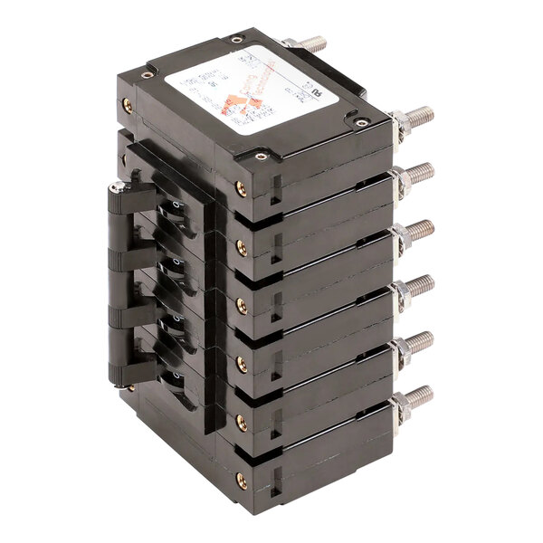 A black Giles circuit breaker with six switches.