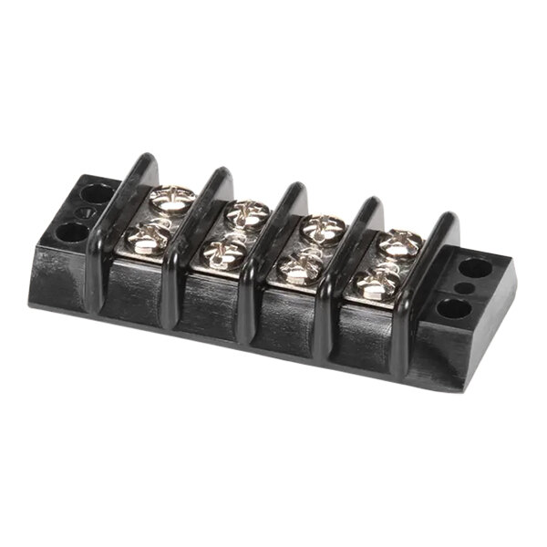 A black Alto-Shaam terminal block with four screw sockets.