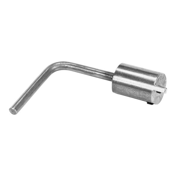 A stainless steel metal handle with a hexagon shape.