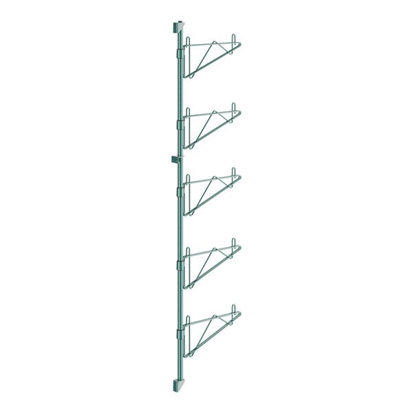 A green metal Regency shelf post with single brackets.