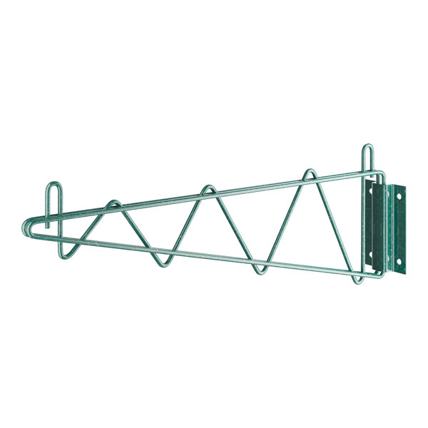 A green Regency metal wall-mount bracket with two hooks.