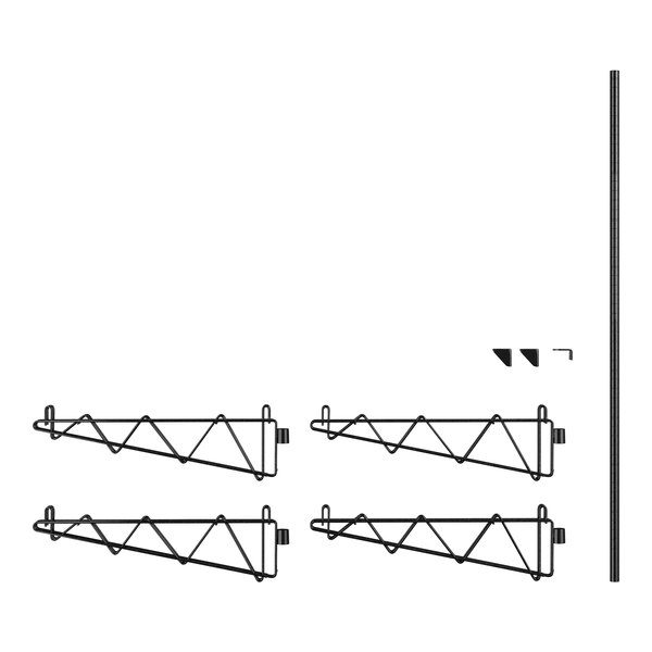 A drawing of black metal Regency shelf brackets.
