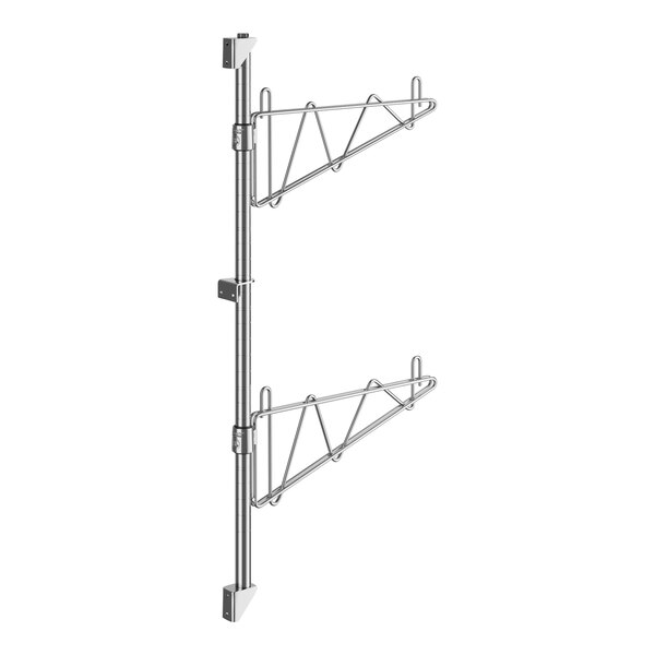 A Regency stainless steel wire shelf post with single brackets on a pole.