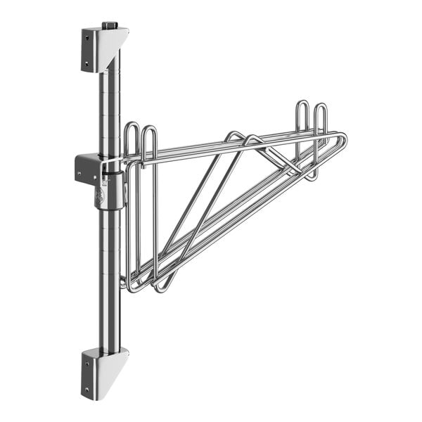 A Regency chrome wall-mount shelf post with double brackets.