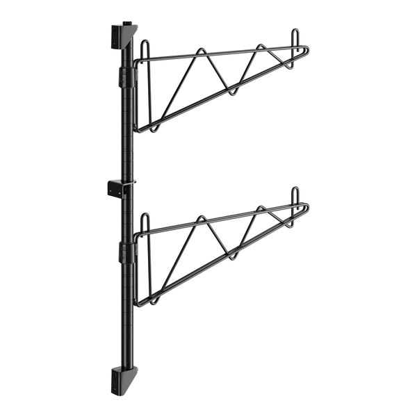 A black metal Regency wall-mount end unit shelf post with a pair of single brackets.