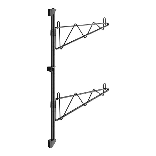 A black metal Regency wall-mount shelf post with single brackets.