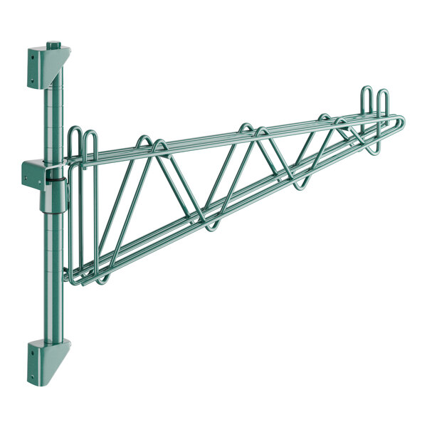 A green metal Regency double bracket for a wall-mount shelf.