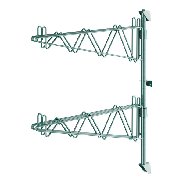 A green Regency wall-mount middle shelf post with double brackets.
