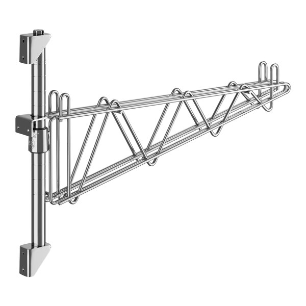 A Regency chrome wall-mount double bracket for wire shelving.