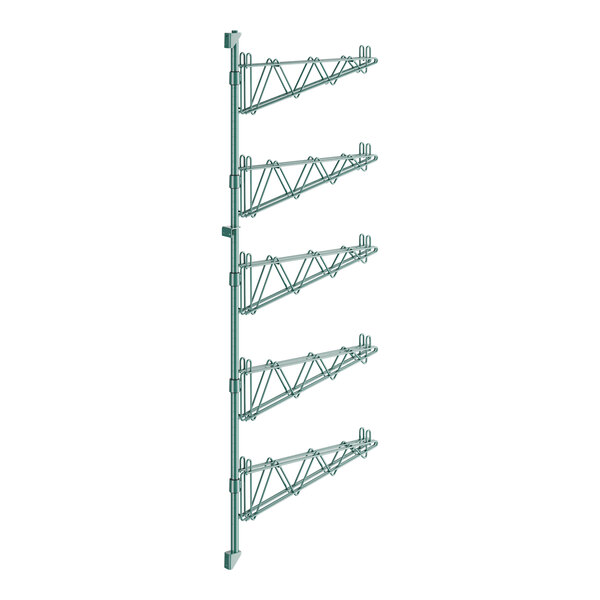 A green Regency wall-mounted shelf post with double brackets.