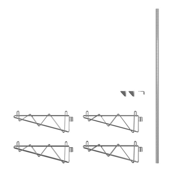 A Regency stainless steel wall-mounted shelf post with double brackets for shelves.