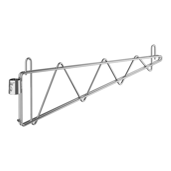 A Regency stainless steel wire shelf bracket attached to a wire shelf.