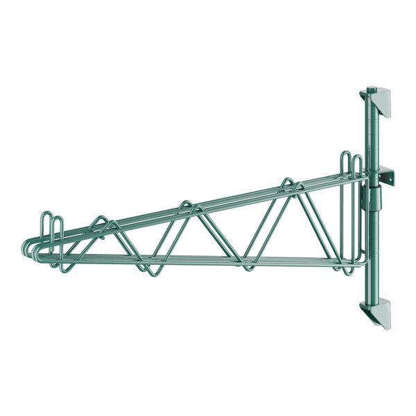 A green metal Regency double bracket for a wall-mount shelf.