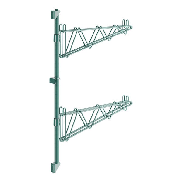 A green Regency metal shelf post with double brackets.