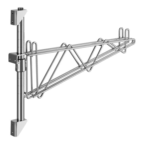 A Regency chrome wall-mount middle shelf post with double brackets.