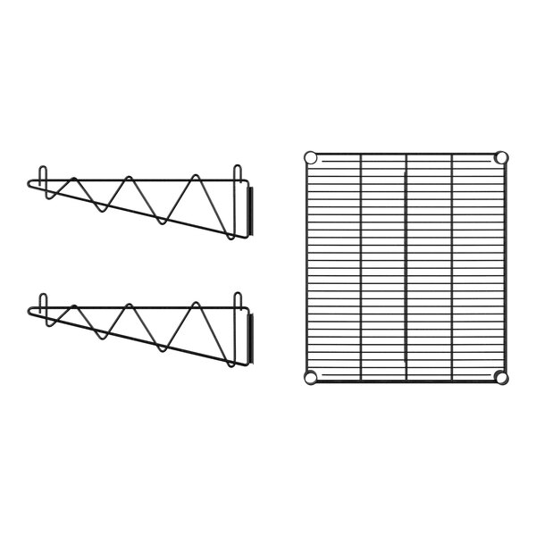 A black Regency wire shelf.