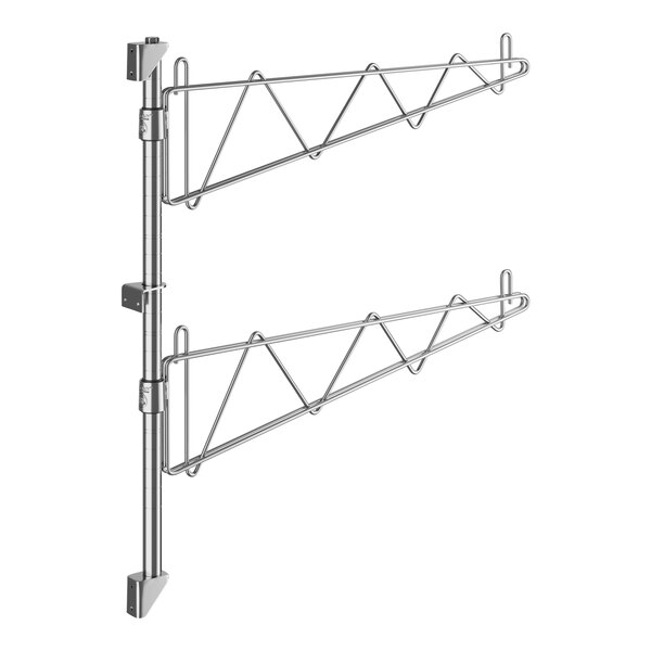 A pair of Regency stainless steel brackets with hooks.