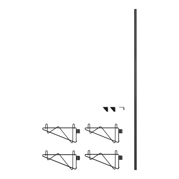 A black Regency wall-mount shelf post with black brackets.