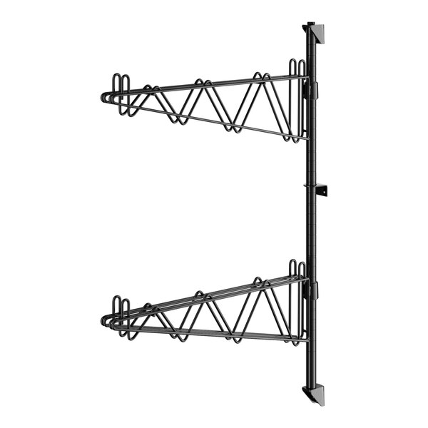 A black Regency wall-mount shelf post with double brackets on each side.