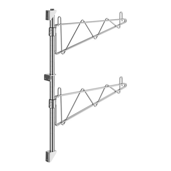 A pair of Regency stainless steel wall-mount brackets with metal rods.