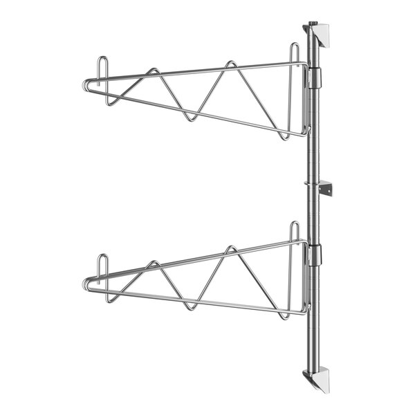 A pair of Regency stainless steel brackets with two hooks.