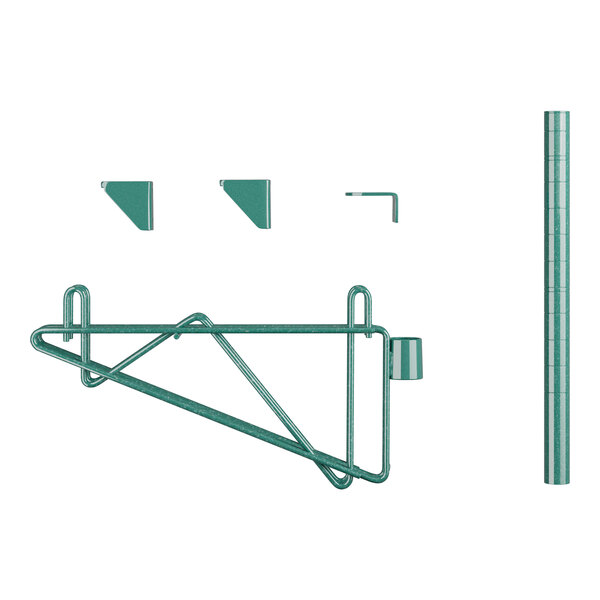 A green metal Regency double bracket for a wall shelf.