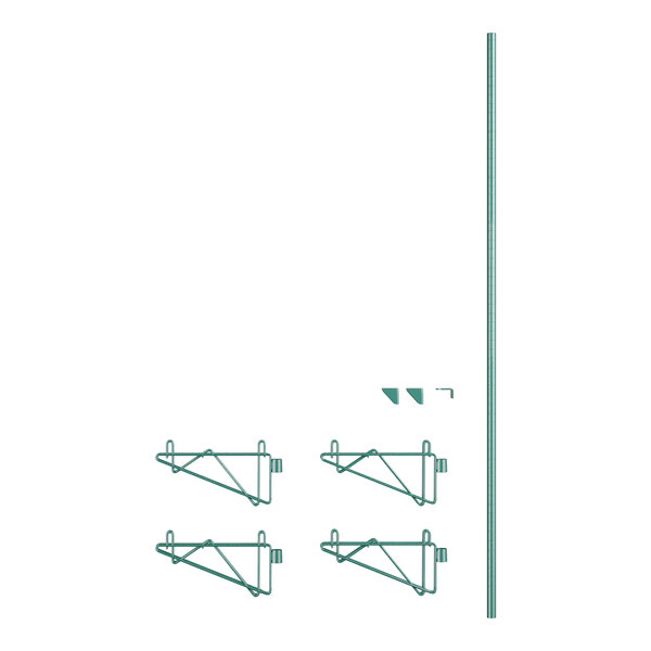 A green Regency wall-mount shelf post with double brackets.