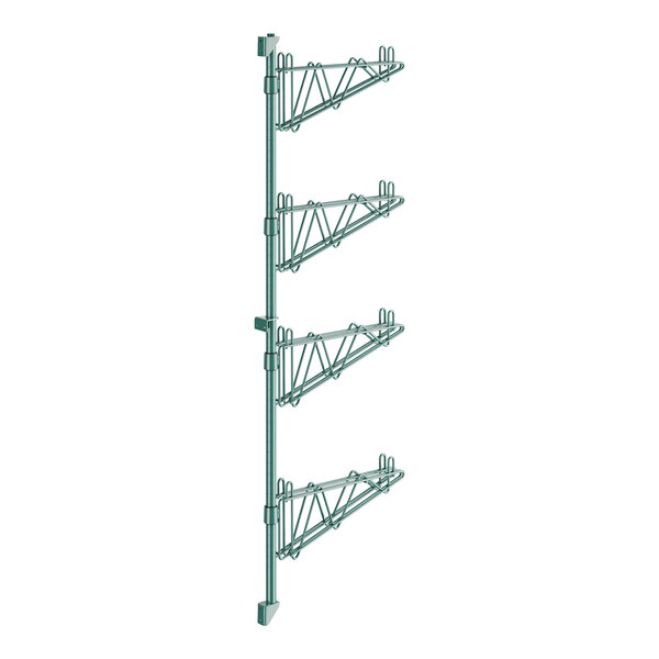 A green Regency wall-mounted shelf post with double brackets.