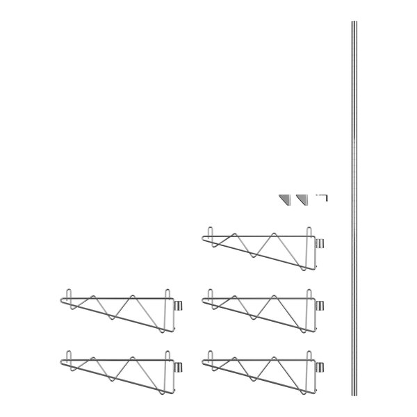 A diagram of a Regency wall-mounted wire shelf post with hooks.