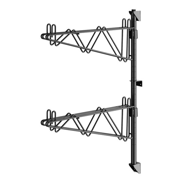 A black Regency wall-mount shelf post with double brackets.