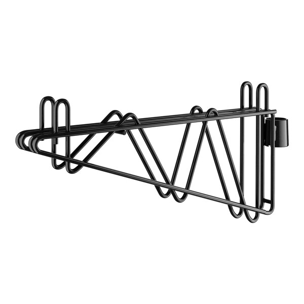 A black Regency double bracket for a wire shelf with two hooks.