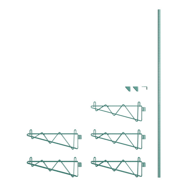 A green Regency wall-mount shelf post with double brackets.