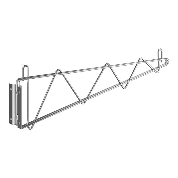 A Regency stainless steel wall-mount single bracket with two hooks.