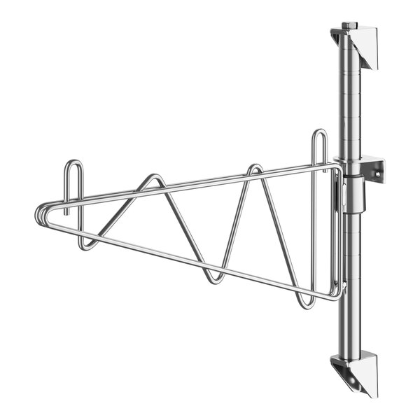 A Regency stainless steel wall-mount shelf post with a single metal bracket hook.