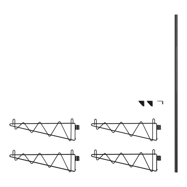 A black metal Regency wall-mounted shelf post with black metal brackets.