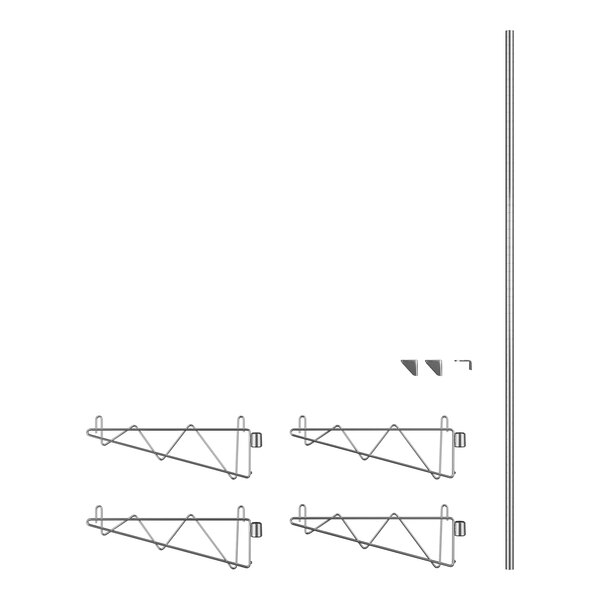 A drawing of a Regency stainless steel wall-mount shelf post with single brackets.
