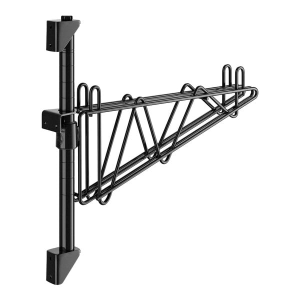 A black metal Regency double bracket for a wire shelf.