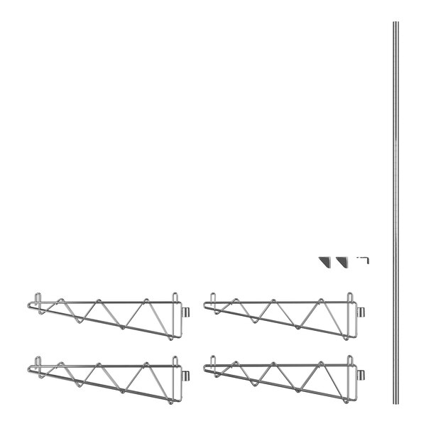 A Regency chrome wall-mount middle shelf post with double brackets for 24" deep shelves.